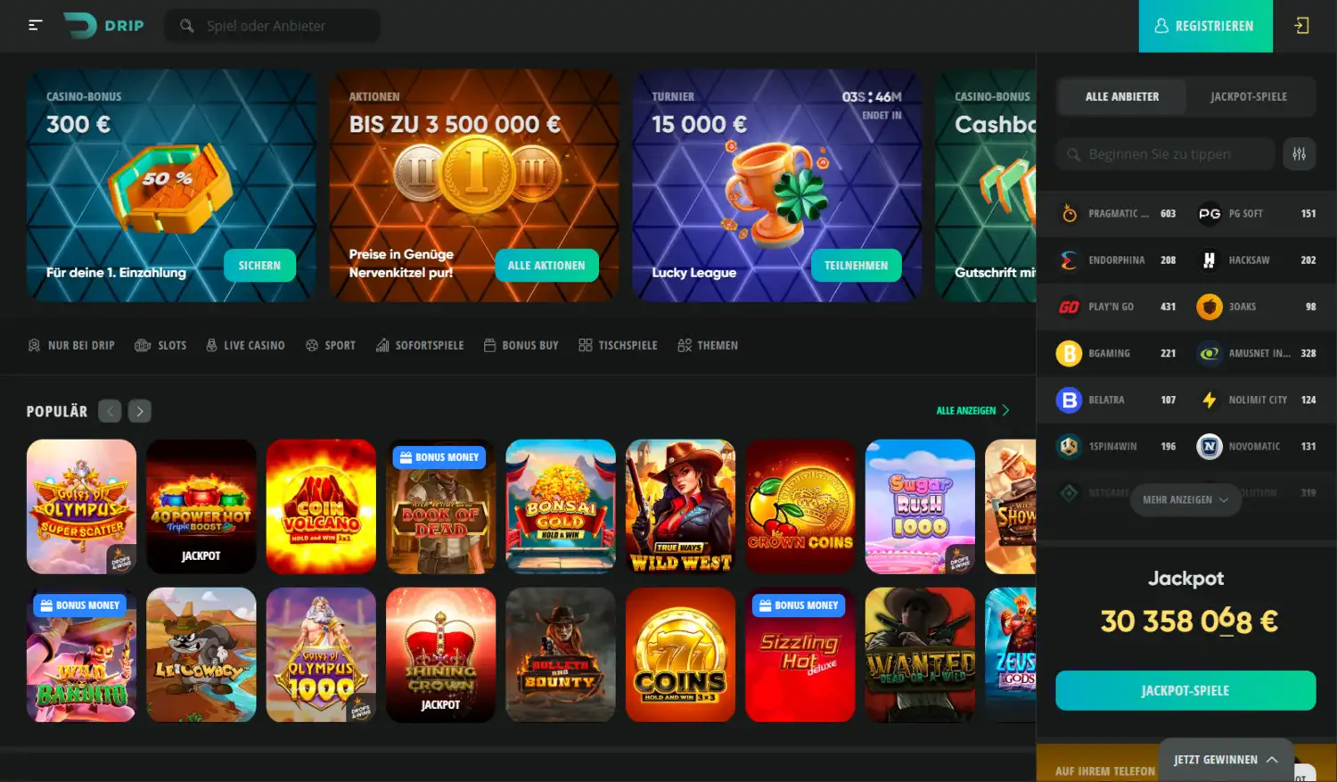 Drip Casino Startseite