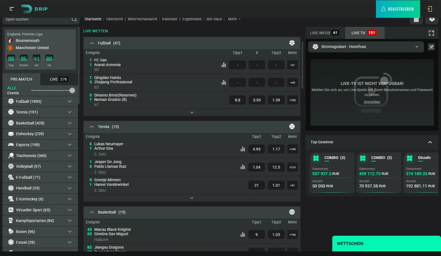 Drip Casino Sportwetten